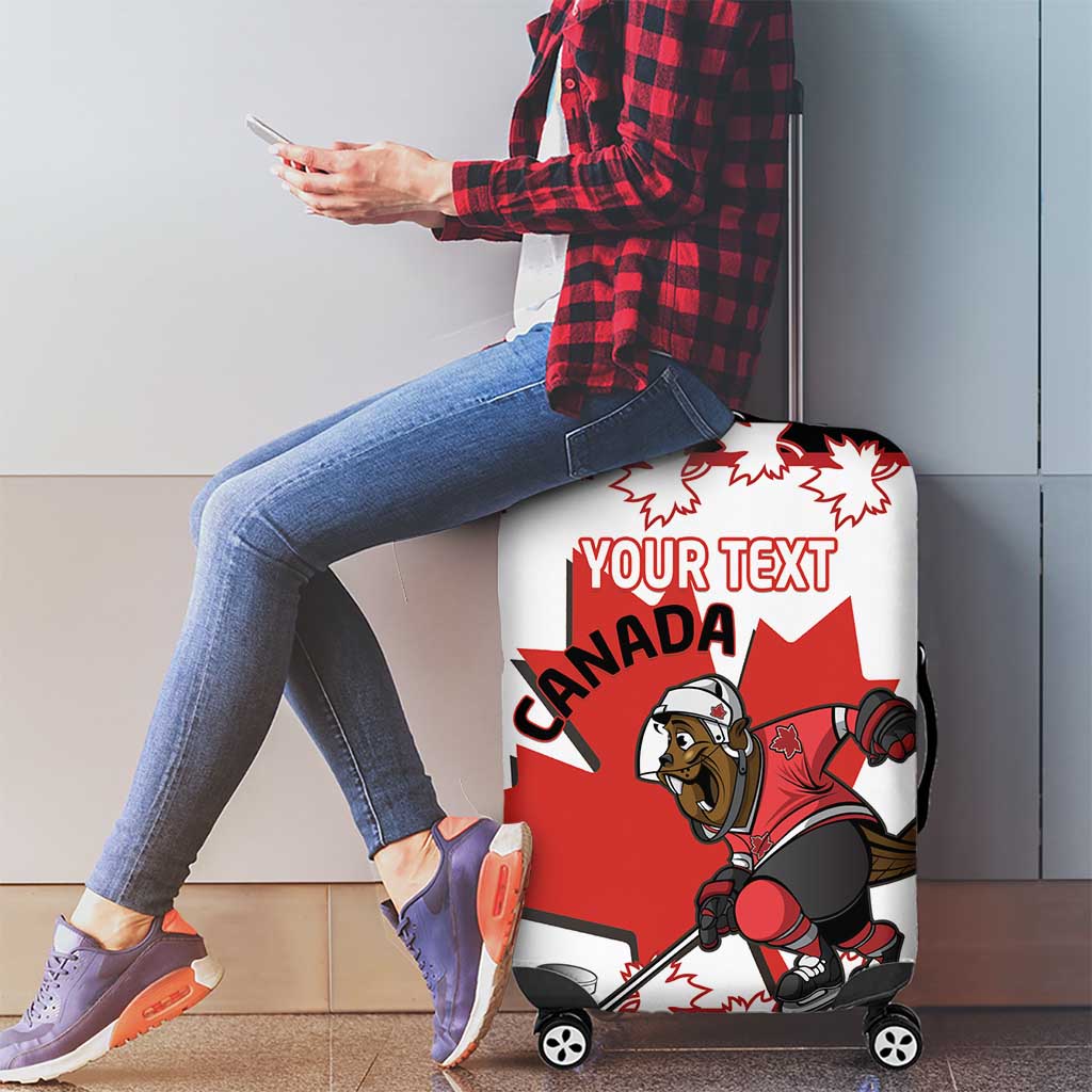 Custom Canada Ice Hockey Luggage Cover 2025 Go Champions Funny Beaver Mascot