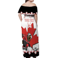 Custom Canada Ice Hockey Off Shoulder Maxi Dress 2025 Go Champions Funny Beaver Mascot