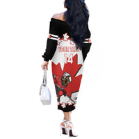 Custom Canada Ice Hockey Off The Shoulder Long Sleeve Dress 2025 Go Champions Funny Beaver Mascot
