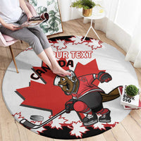 Custom Canada Ice Hockey Round Carpet 2025 Go Champions Funny Beaver Mascot