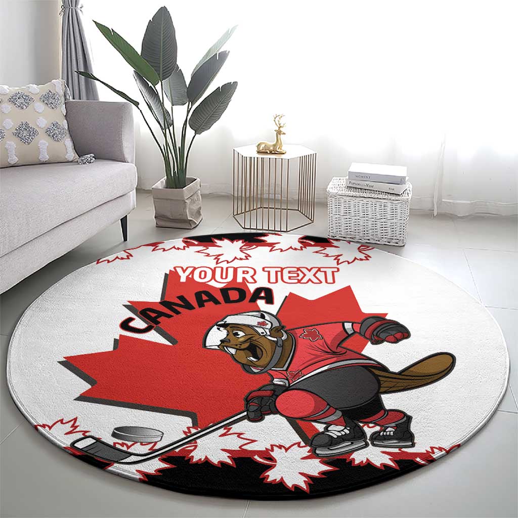 Custom Canada Ice Hockey Round Carpet 2025 Go Champions Funny Beaver Mascot