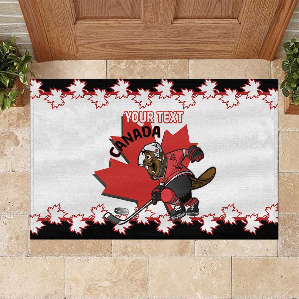 Custom Canada Ice Hockey Rubber Doormat 2025 Go Champions Funny Beaver Mascot