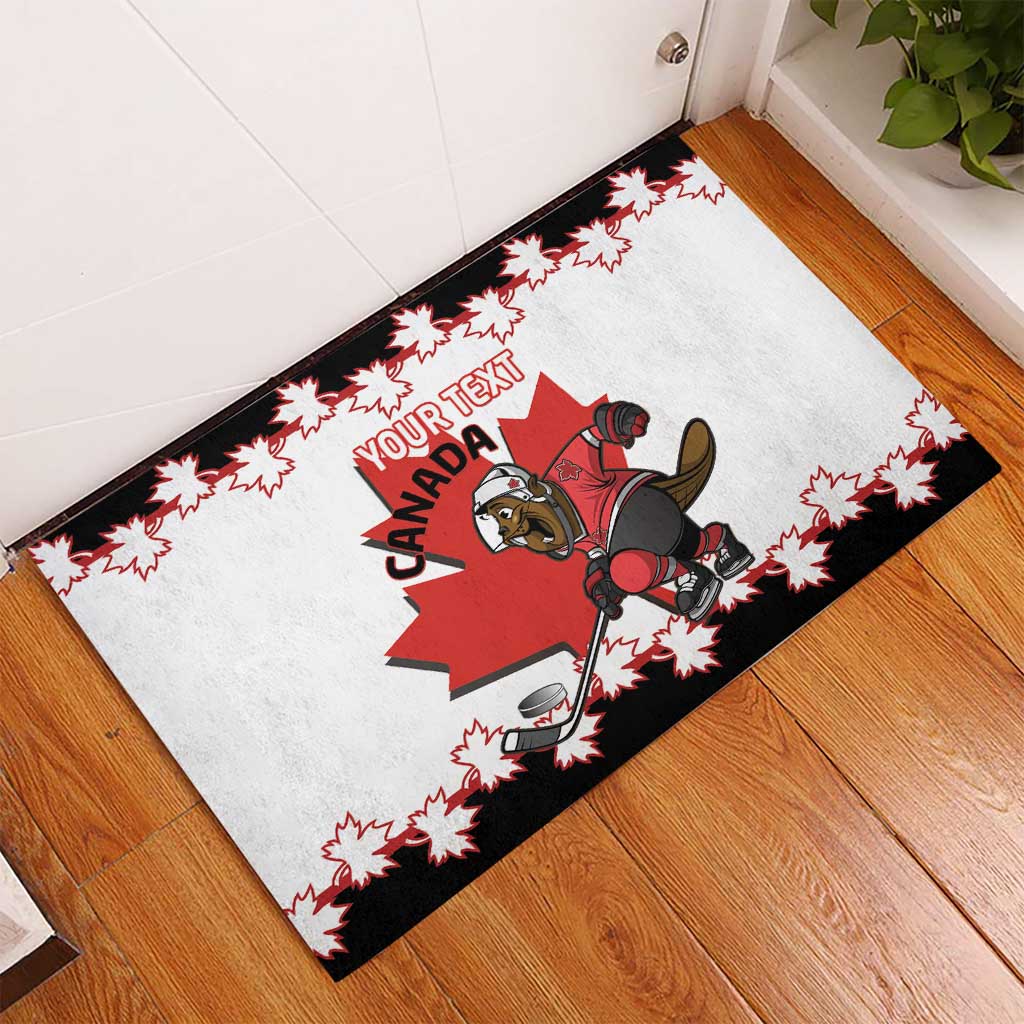 Custom Canada Ice Hockey Rubber Doormat 2025 Go Champions Funny Beaver Mascot
