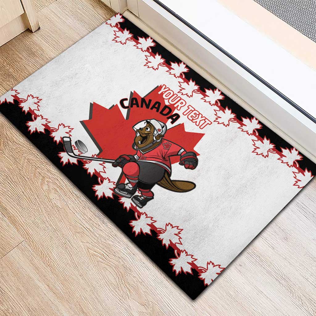Custom Canada Ice Hockey Rubber Doormat 2025 Go Champions Funny Beaver Mascot