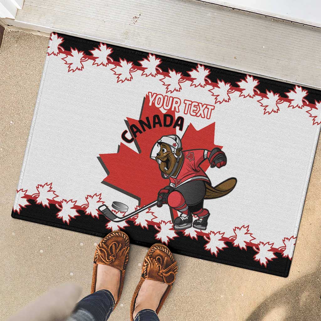 Custom Canada Ice Hockey Rubber Doormat 2025 Go Champions Funny Beaver Mascot