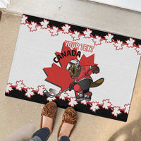 Custom Canada Ice Hockey Rubber Doormat 2025 Go Champions Funny Beaver Mascot