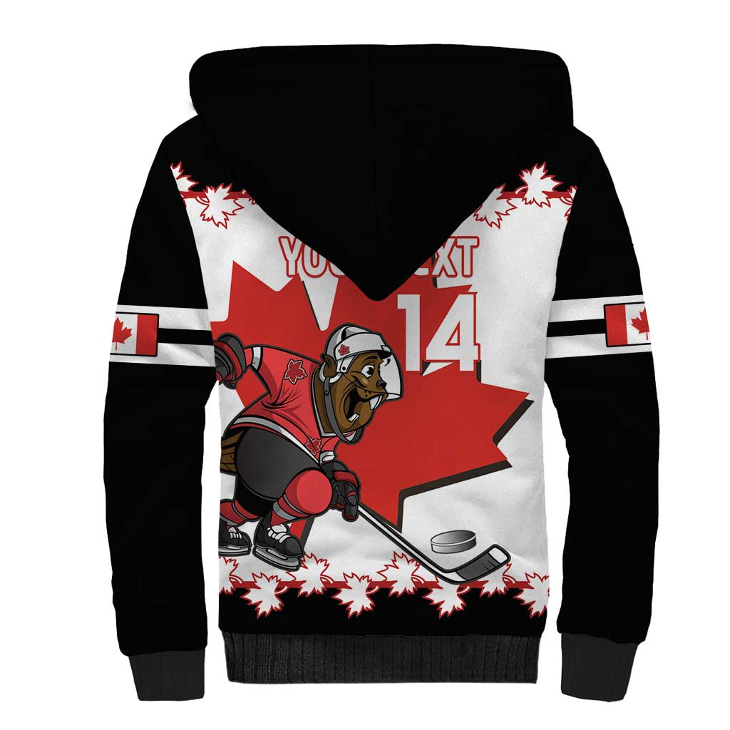 Custom Canada Ice Hockey Sherpa Hoodie 2025 Go Champions Funny Beaver Mascot