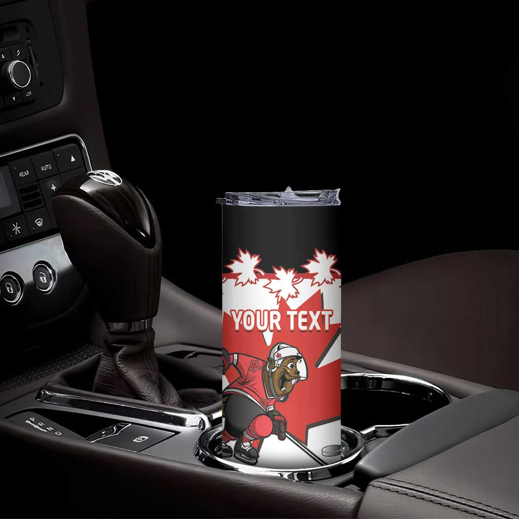 Custom Canada Ice Hockey Skinny Tumbler Go Champions Funny Beaver Mascot