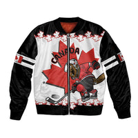 Custom Canada Ice Hockey Sleeve Zip Bomber Jacket 2025 Go Champions Funny Beaver Mascot