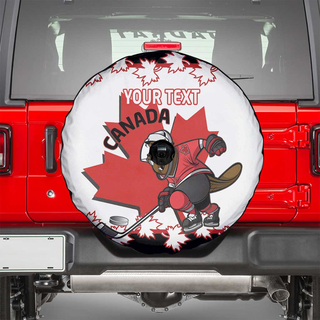 Custom Canada Ice Hockey Spare Tire Cover 2025 Go Champions Funny Beaver Mascot