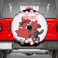 Custom Canada Ice Hockey Spare Tire Cover 2025 Go Champions Funny Beaver Mascot