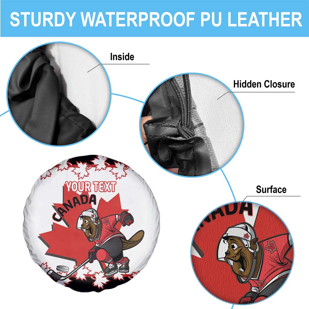 Custom Canada Ice Hockey Spare Tire Cover 2025 Go Champions Funny Beaver Mascot