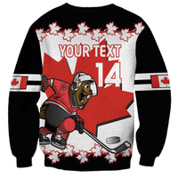 Custom Canada Ice Hockey Sweatshirt 2025 Go Champions Funny Beaver Mascot