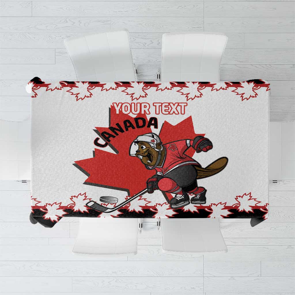 Custom Canada Ice Hockey Tablecloth 2025 Go Champions Funny Beaver Mascot