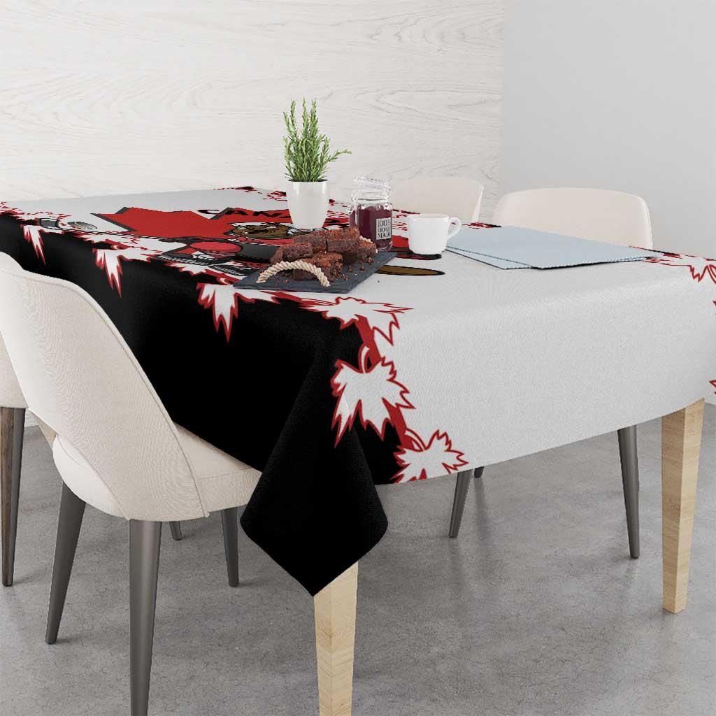 Custom Canada Ice Hockey Tablecloth 2025 Go Champions Funny Beaver Mascot