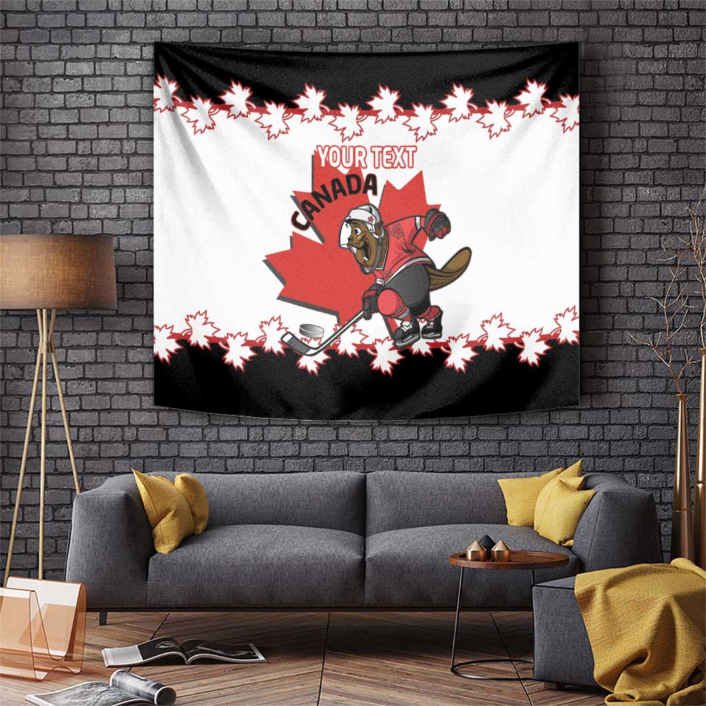 Custom Canada Ice Hockey Tapestry 2025 Go Champions Funny Beaver Mascot