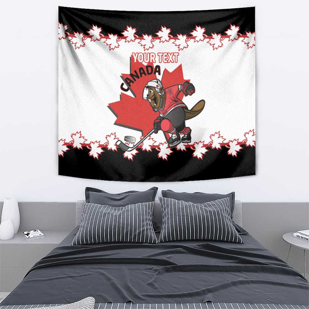 Custom Canada Ice Hockey Tapestry 2025 Go Champions Funny Beaver Mascot