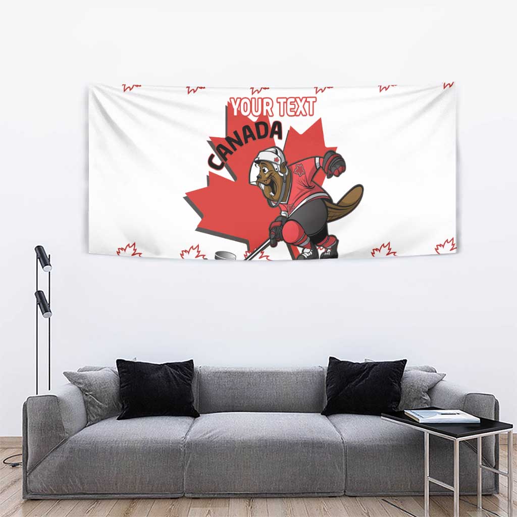 Custom Canada Ice Hockey Tapestry 2025 Go Champions Funny Beaver Mascot