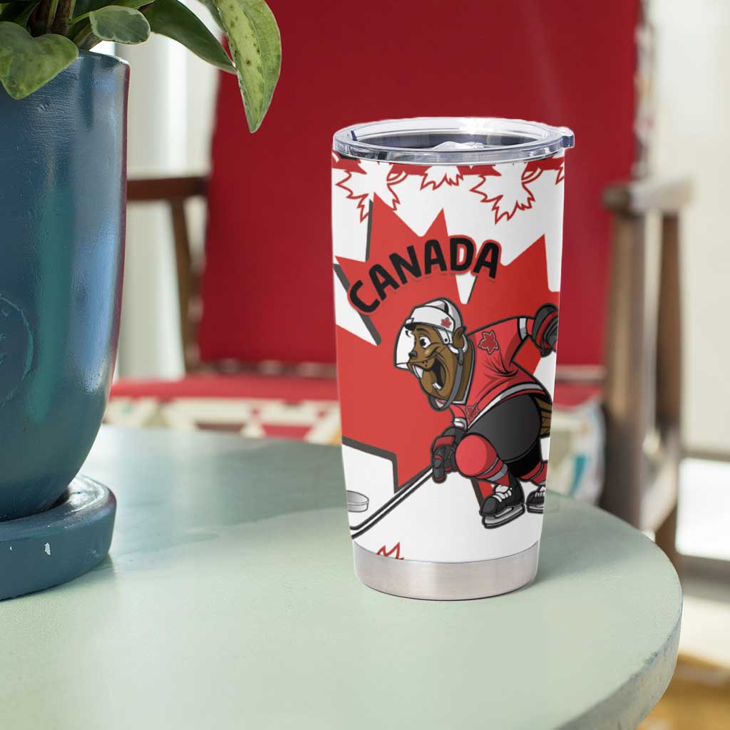 Custom Canada Ice Hockey Tumbler Cup Go Champions Funny Beaver Mascot