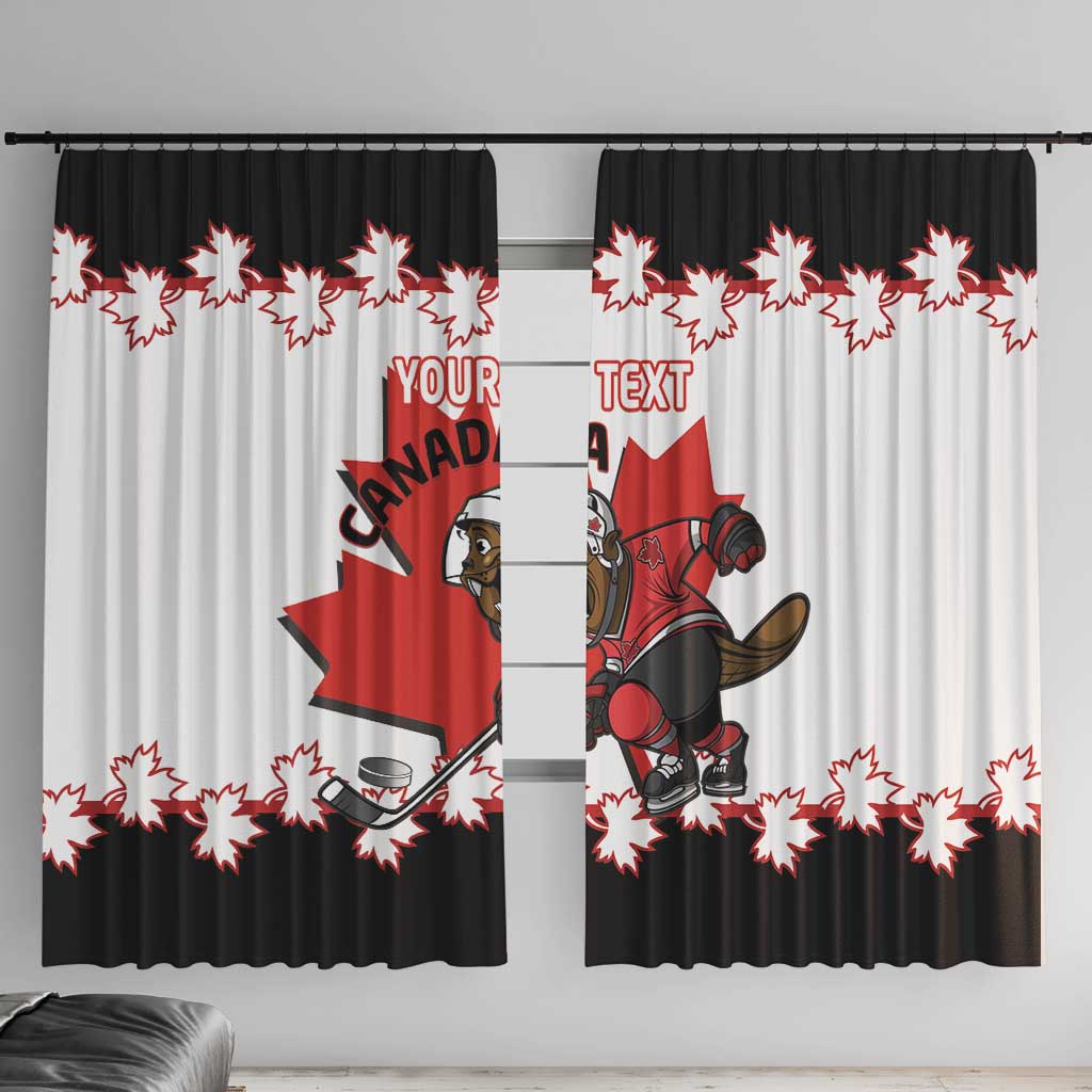 Custom Canada Ice Hockey Window Curtain 2025 Go Champions Funny Beaver Mascot