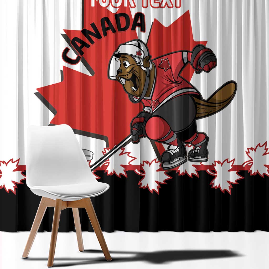 Custom Canada Ice Hockey Window Curtain 2025 Go Champions Funny Beaver Mascot