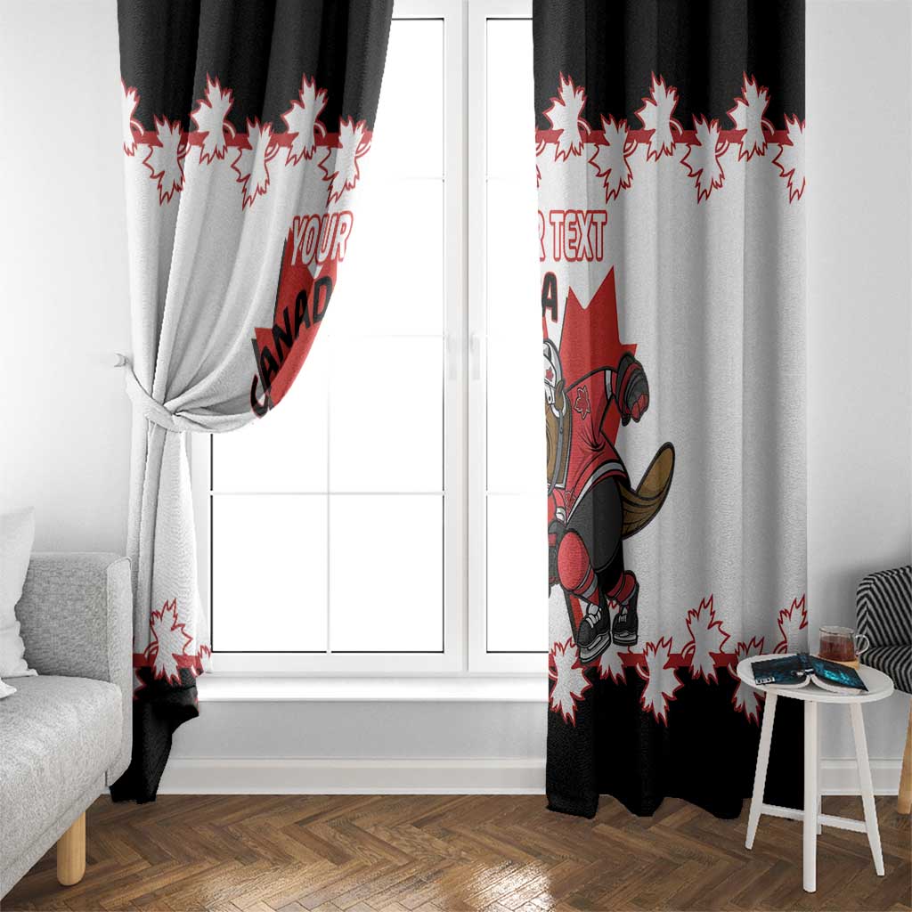 Custom Canada Ice Hockey Window Curtain 2025 Go Champions Funny Beaver Mascot