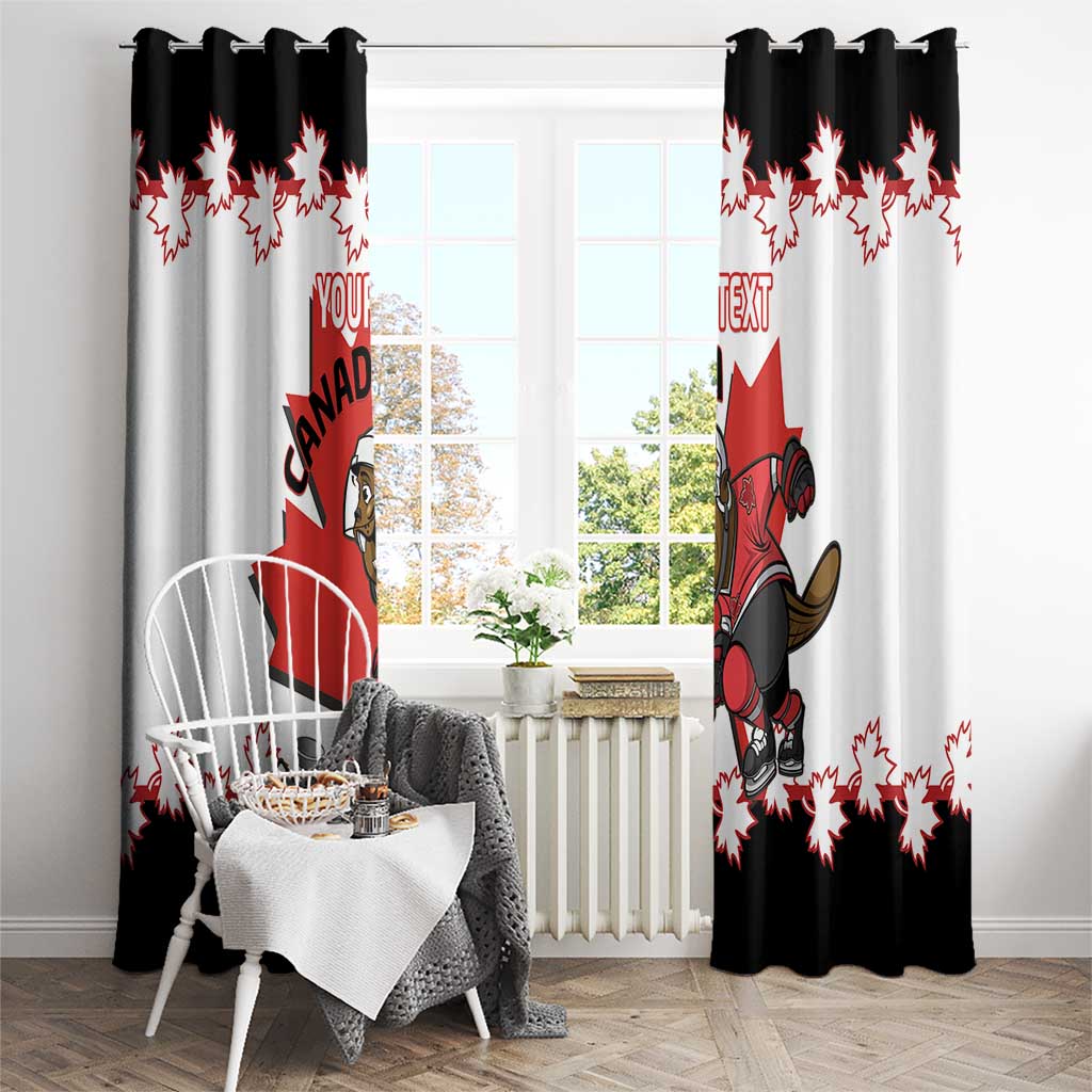 Custom Canada Ice Hockey Window Curtain 2025 Go Champions Funny Beaver Mascot