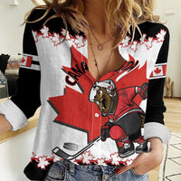 Custom Canada Ice Hockey Women Casual Shirt 2025 Go Champions Funny Beaver Mascot