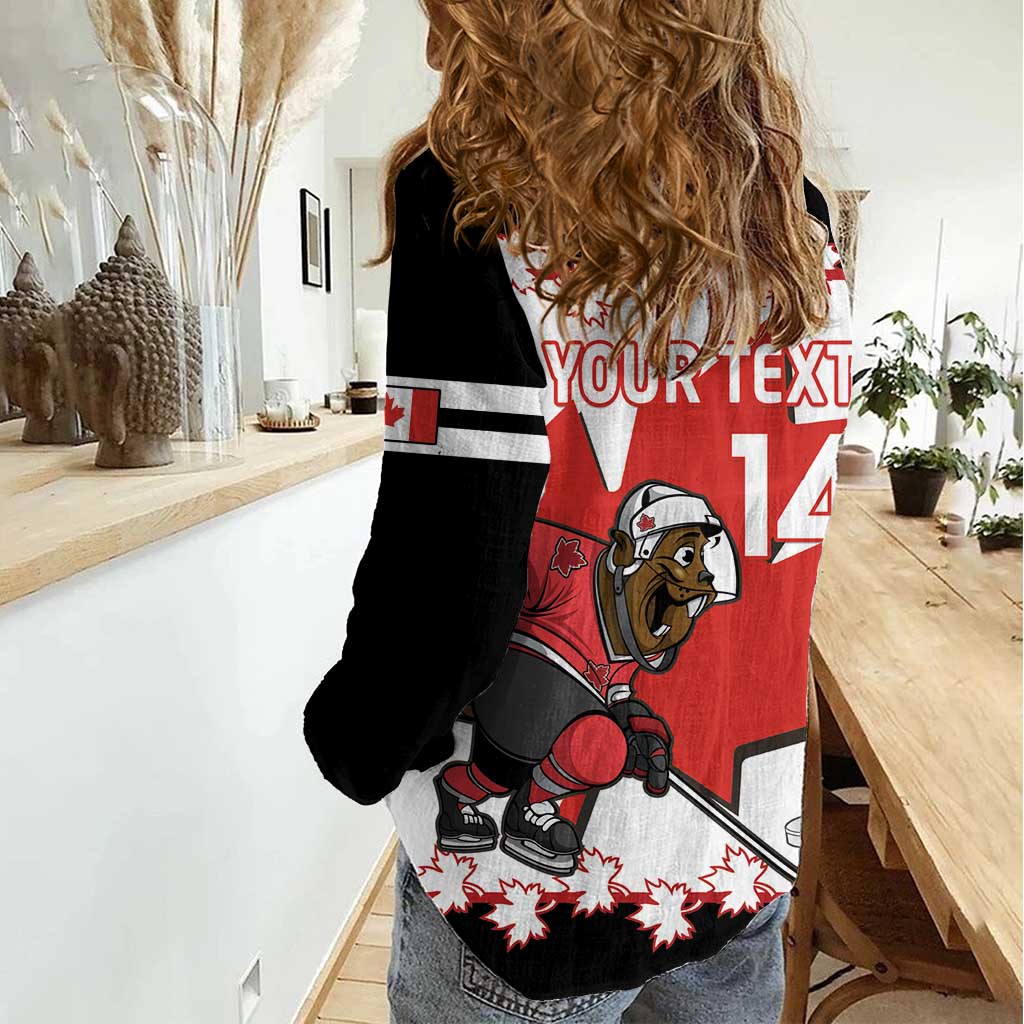 Custom Canada Ice Hockey Women Casual Shirt 2025 Go Champions Funny Beaver Mascot