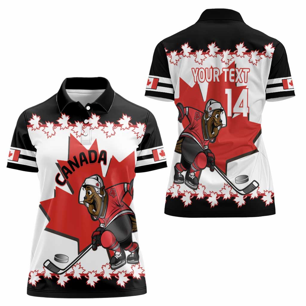 Custom Canada Ice Hockey Women Polo Shirt 2025 Go Champions Funny Beaver Mascot