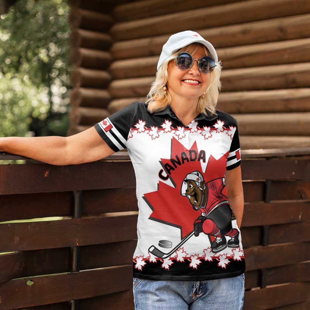 Custom Canada Ice Hockey Women Polo Shirt 2025 Go Champions Funny Beaver Mascot