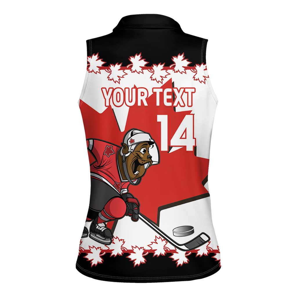 Custom Canada Ice Hockey Women Sleeveless Polo Shirt 2025 Go Champions Funny Beaver Mascot