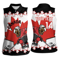 Custom Canada Ice Hockey Women Sleeveless Polo Shirt 2025 Go Champions Funny Beaver Mascot