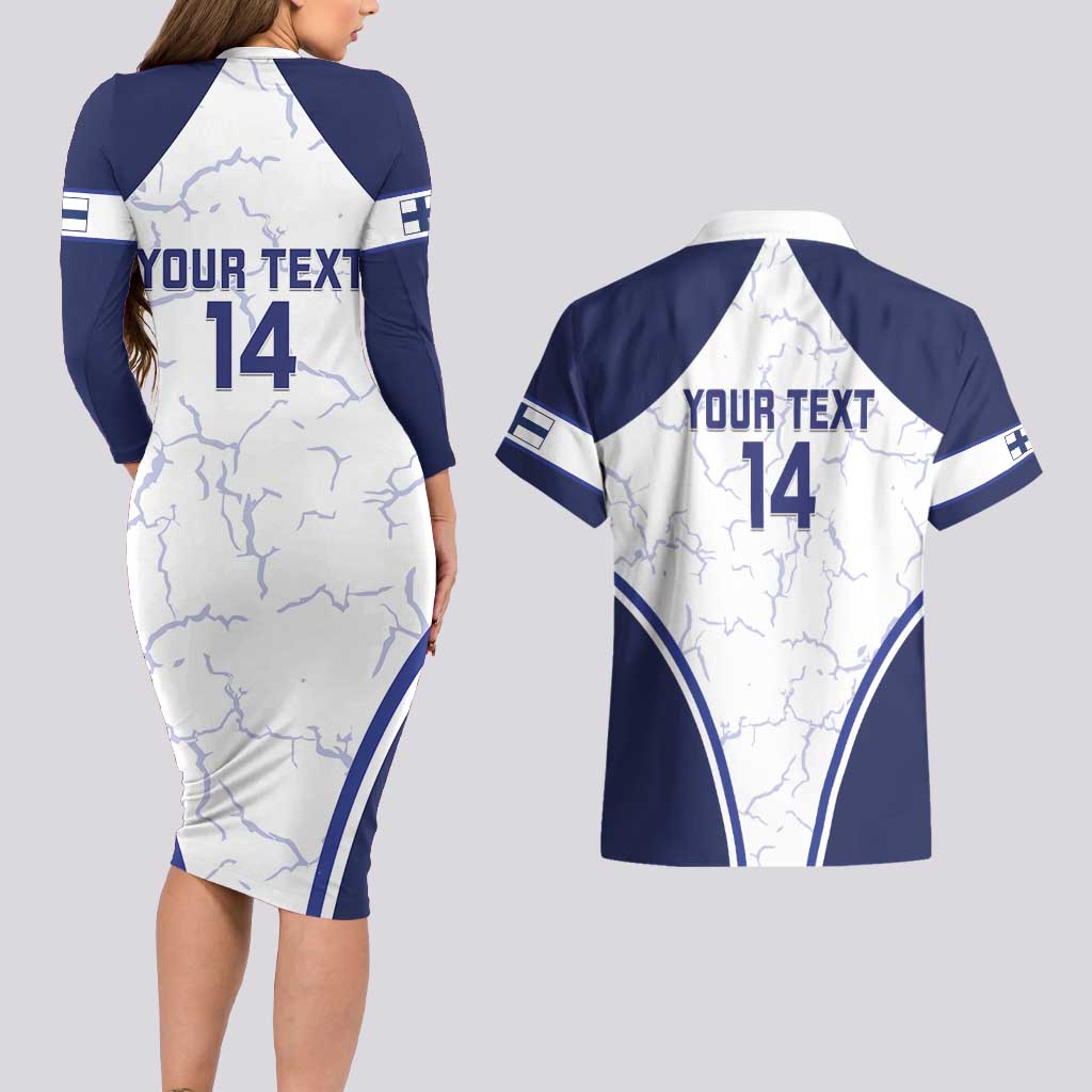 Custom Finland Ice Hockey Couples Matching Long Sleeve Bodycon Dress and Hawaiian Shirt 2025 Go Champions Suomi Leijonat