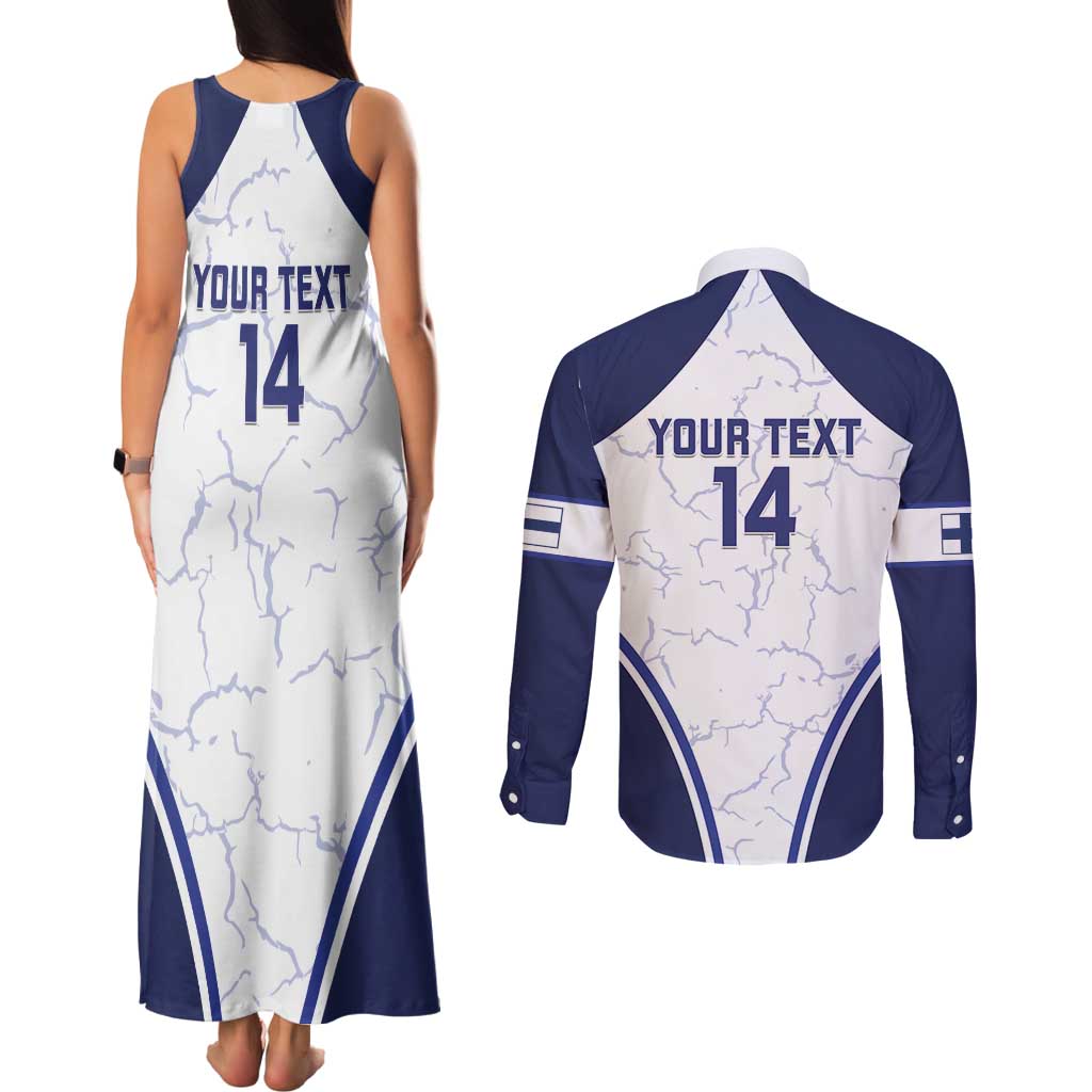 Custom Finland Ice Hockey Couples Matching Tank Maxi Dress and Long Sleeve Button Shirt 2025 Go Champions Suomi Leijonat