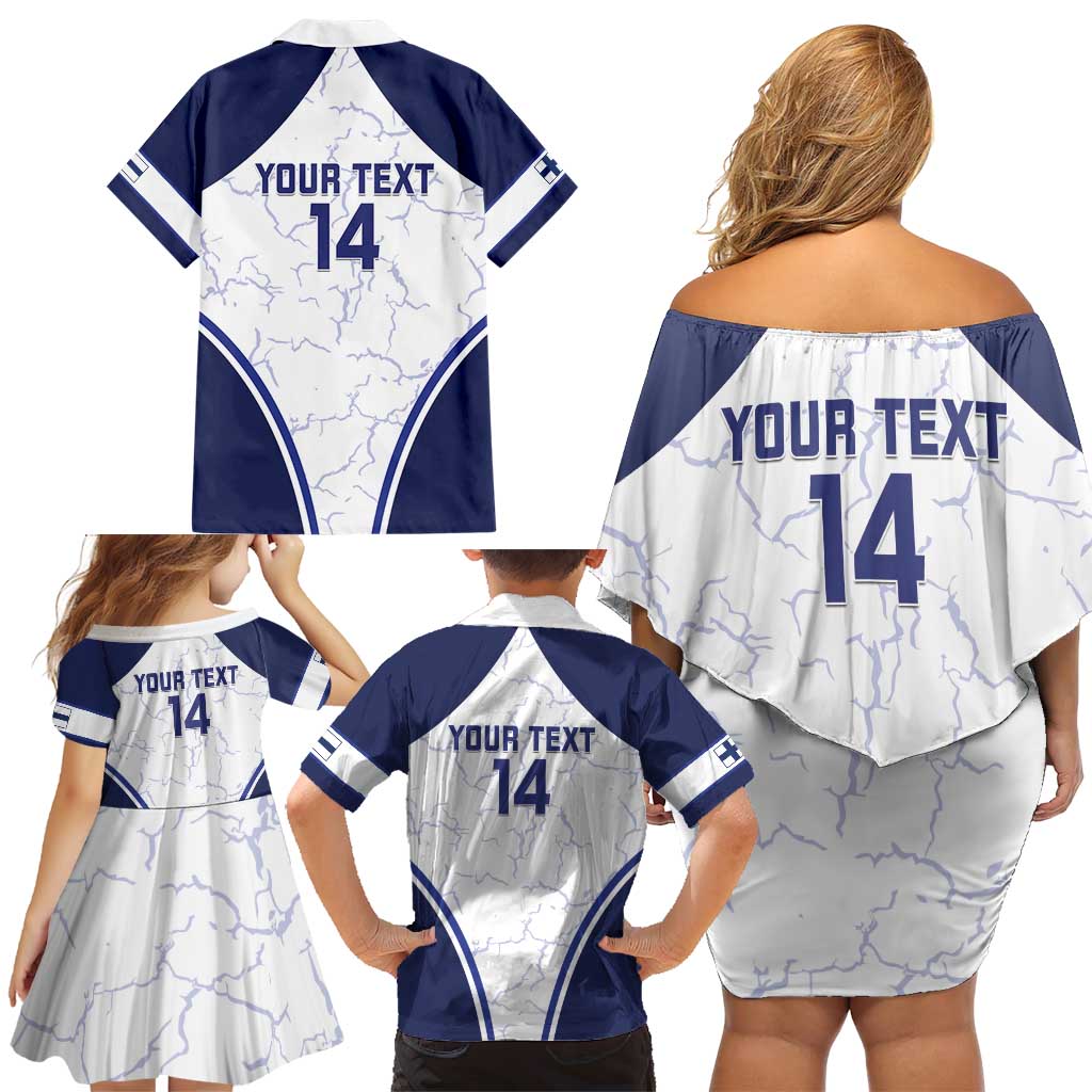 Custom Finland Ice Hockey Family Matching Off Shoulder Short Dress and Hawaiian Shirt 2025 Go Champions Suomi Leijonat
