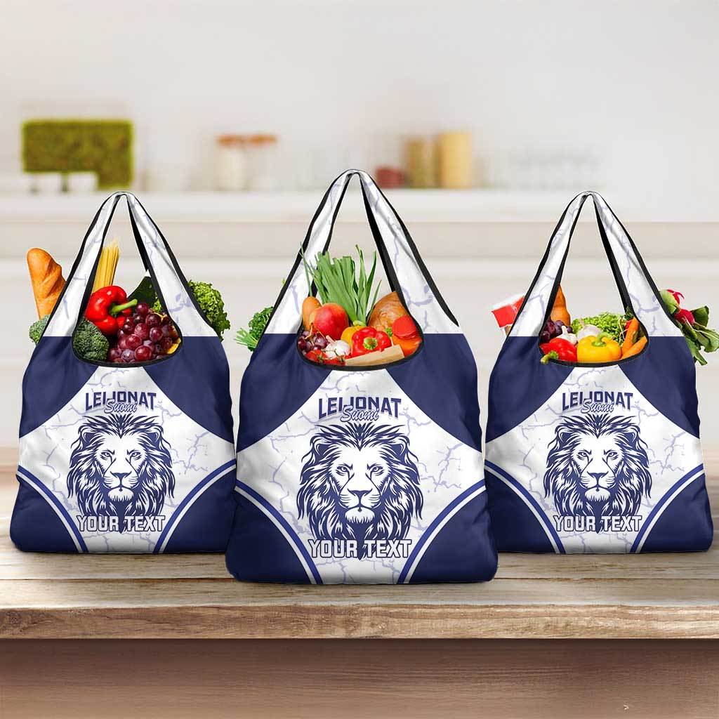 Custom Finland Ice Hockey Grocery Bag 2025 Go Champions Suomi Leijonat