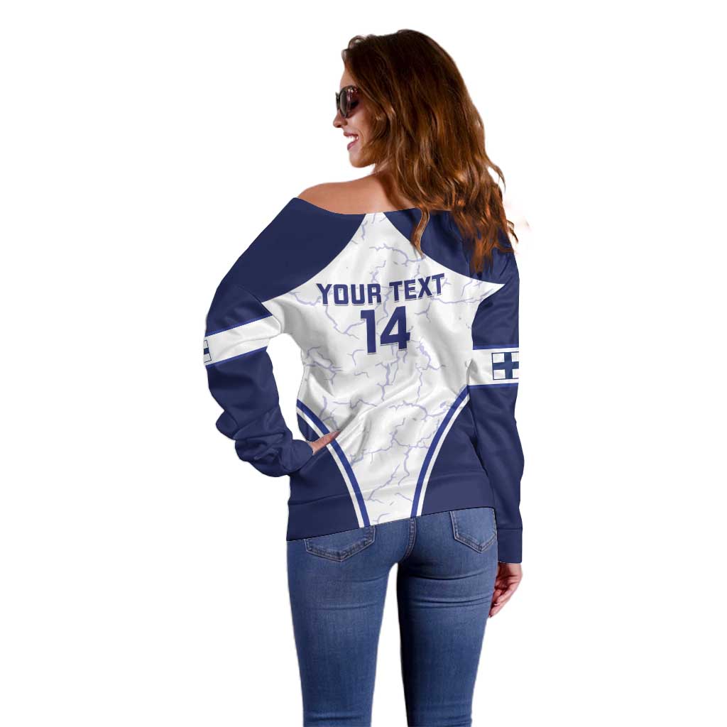 Custom Finland Ice Hockey Off Shoulder Sweater 2025 Go Champions Suomi Leijonat