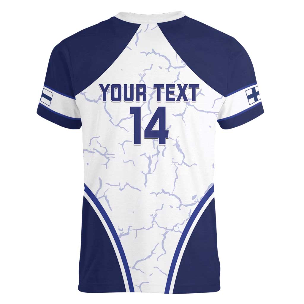 Custom Finland Ice Hockey Women V-Neck T-Shirt 2025 Go Champions Suomi Leijonat