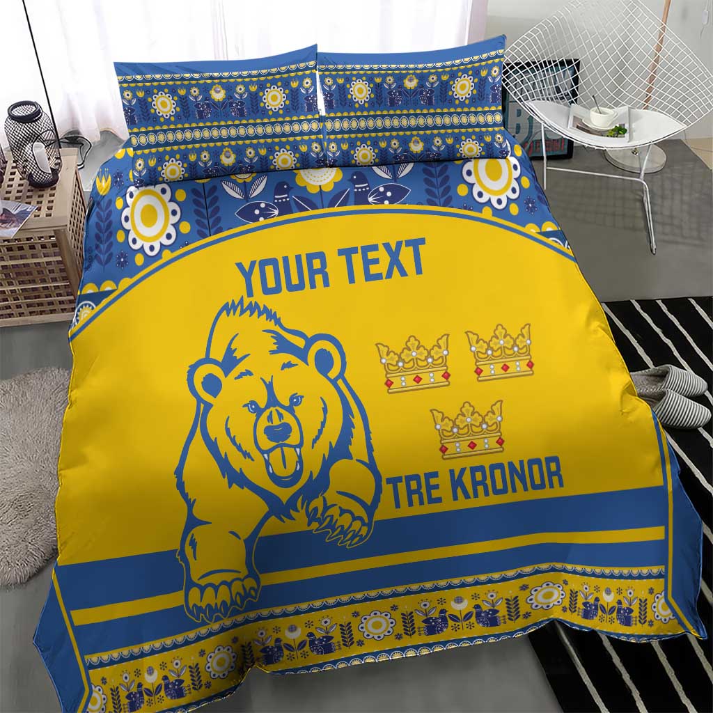Custom Sweden Ice Hockey Bedding Set 2025 Go Champions Tre Kronor
