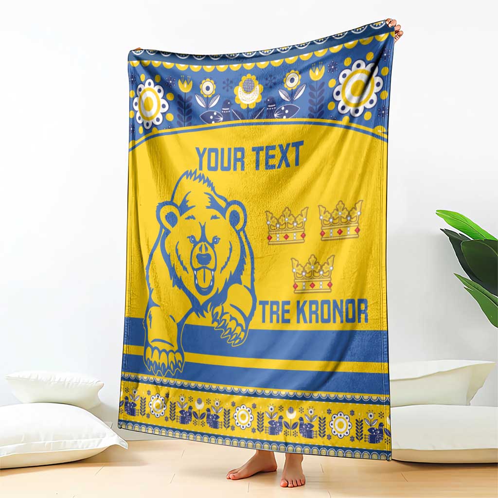 Custom Sweden Ice Hockey Blanket 2025 Go Champions Tre Kronor