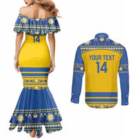Custom Sweden Ice Hockey Couples Matching Mermaid Dress and Long Sleeve Button Shirt 2025 Go Champions Tre Kronor