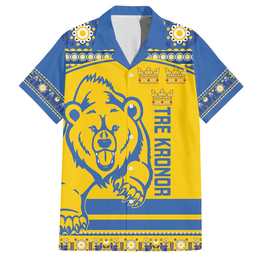 Custom Sweden Ice Hockey Family Matching Short Sleeve Bodycon Dress and Hawaiian Shirt 2025 Go Champions Tre Kronor