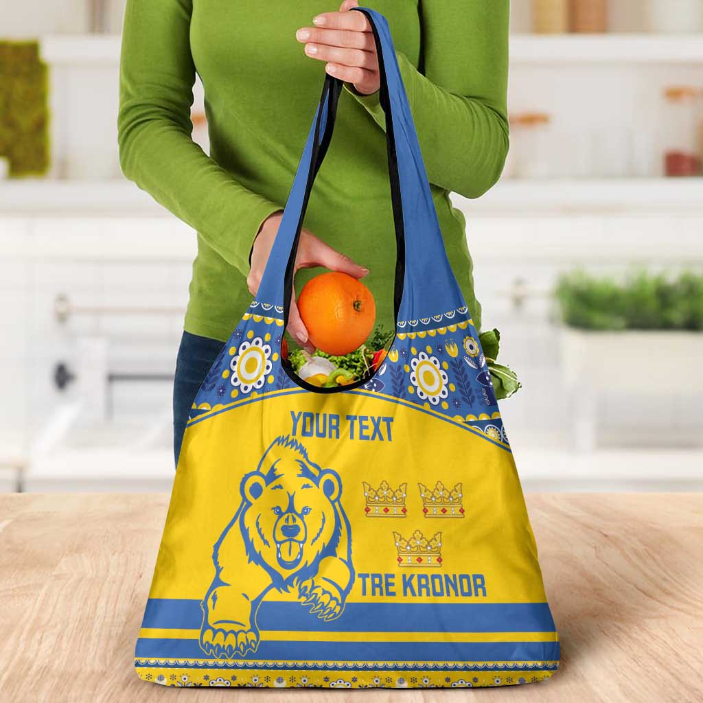 Custom Sweden Ice Hockey Grocery Bag 2025 Go Champions Tre Kronor