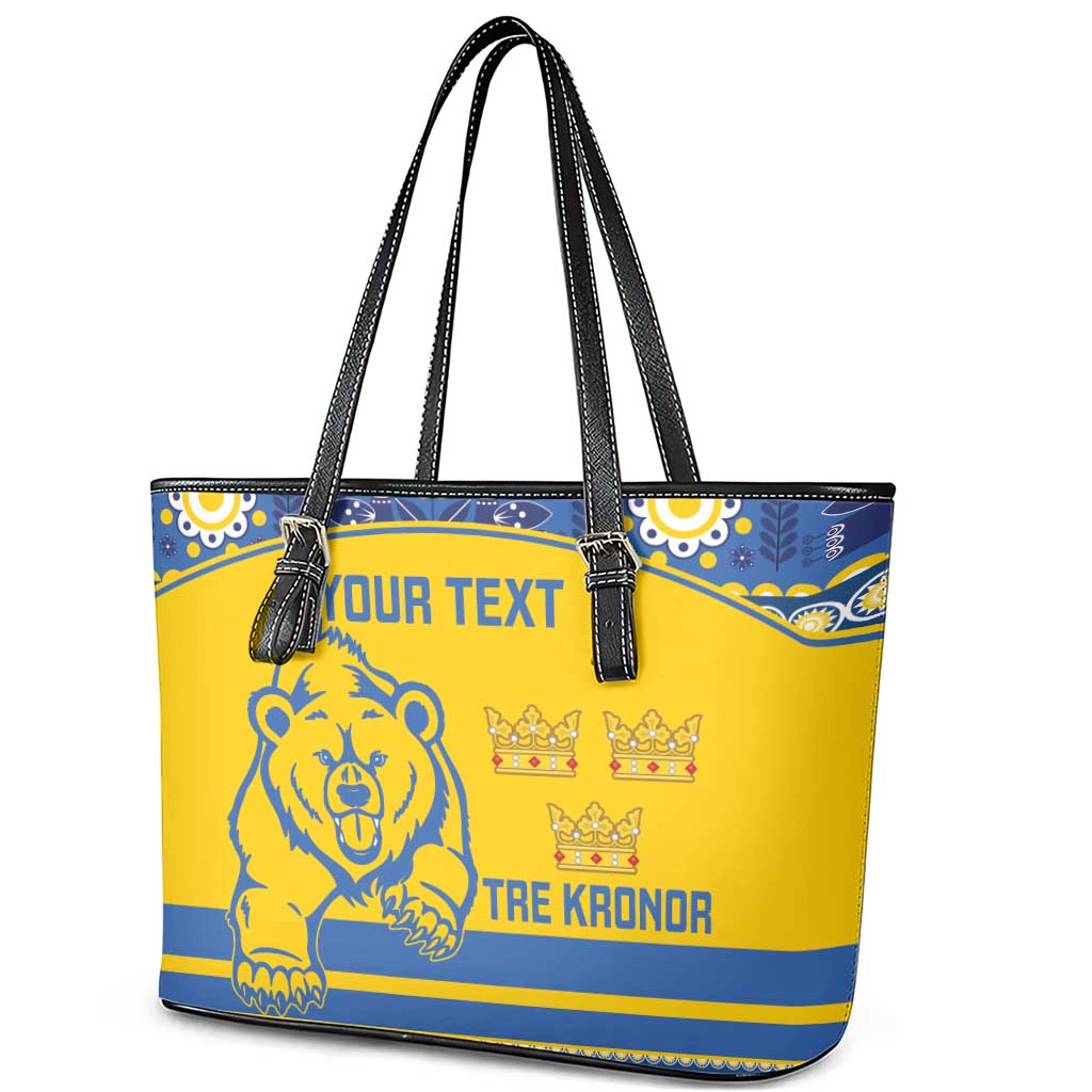Custom Sweden Ice Hockey Leather Tote Bag 2025 Go Champions Tre Kronor