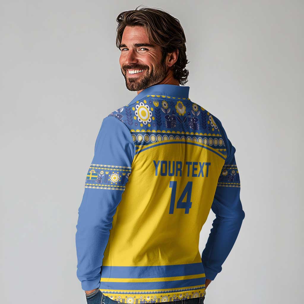 Custom Sweden Ice Hockey Long Sleeve Polo Shirt 2025 Go Champions Tre Kronor