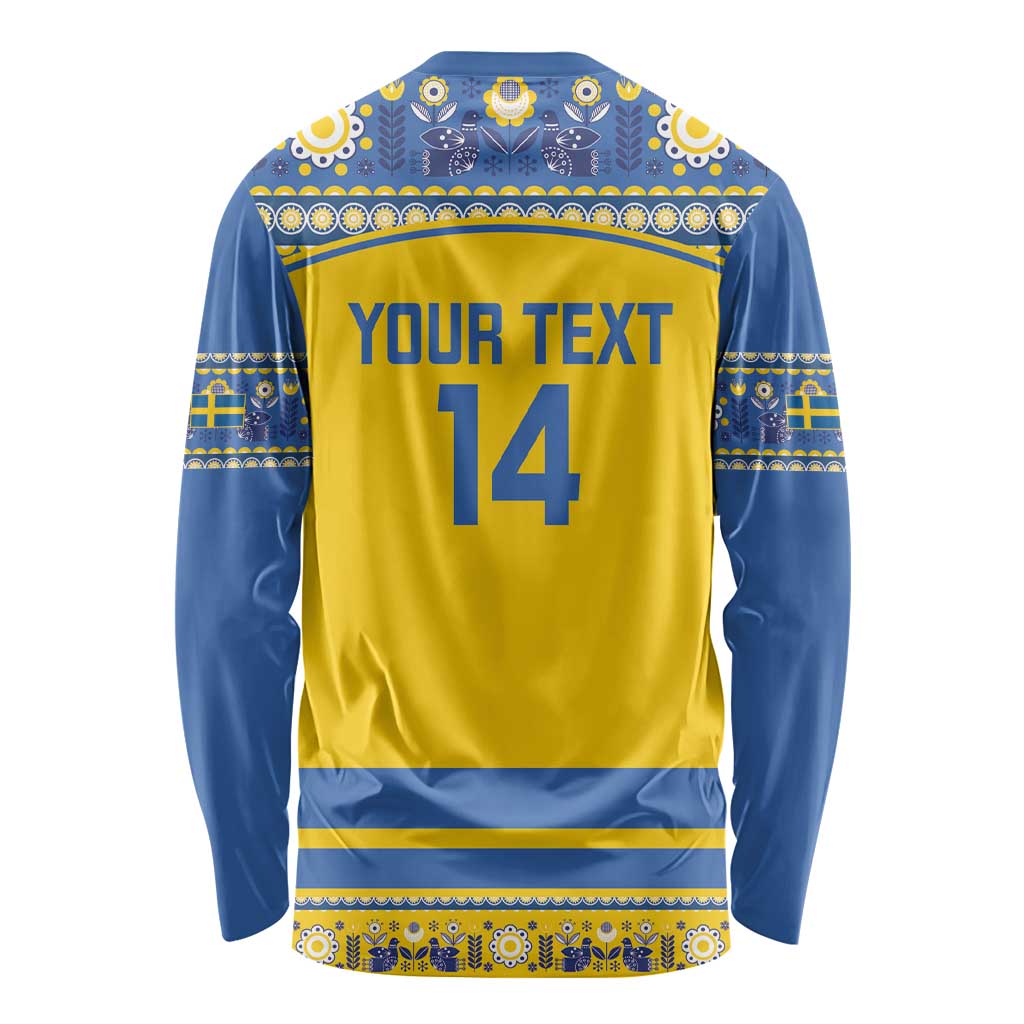 Custom Sweden Ice Hockey Long Sleeve Shirt 2025 Go Champions Tre Kronor