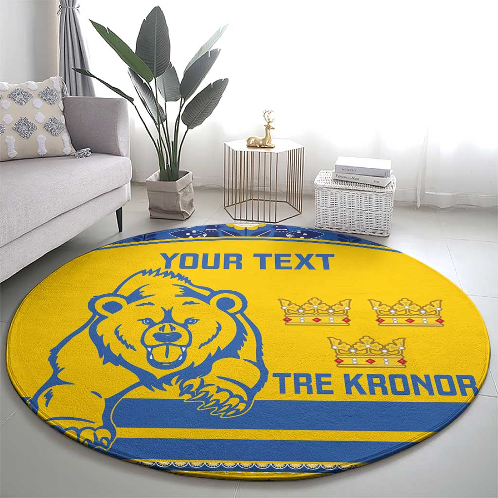 Custom Sweden Ice Hockey Round Carpet 2025 Go Champions Tre Kronor