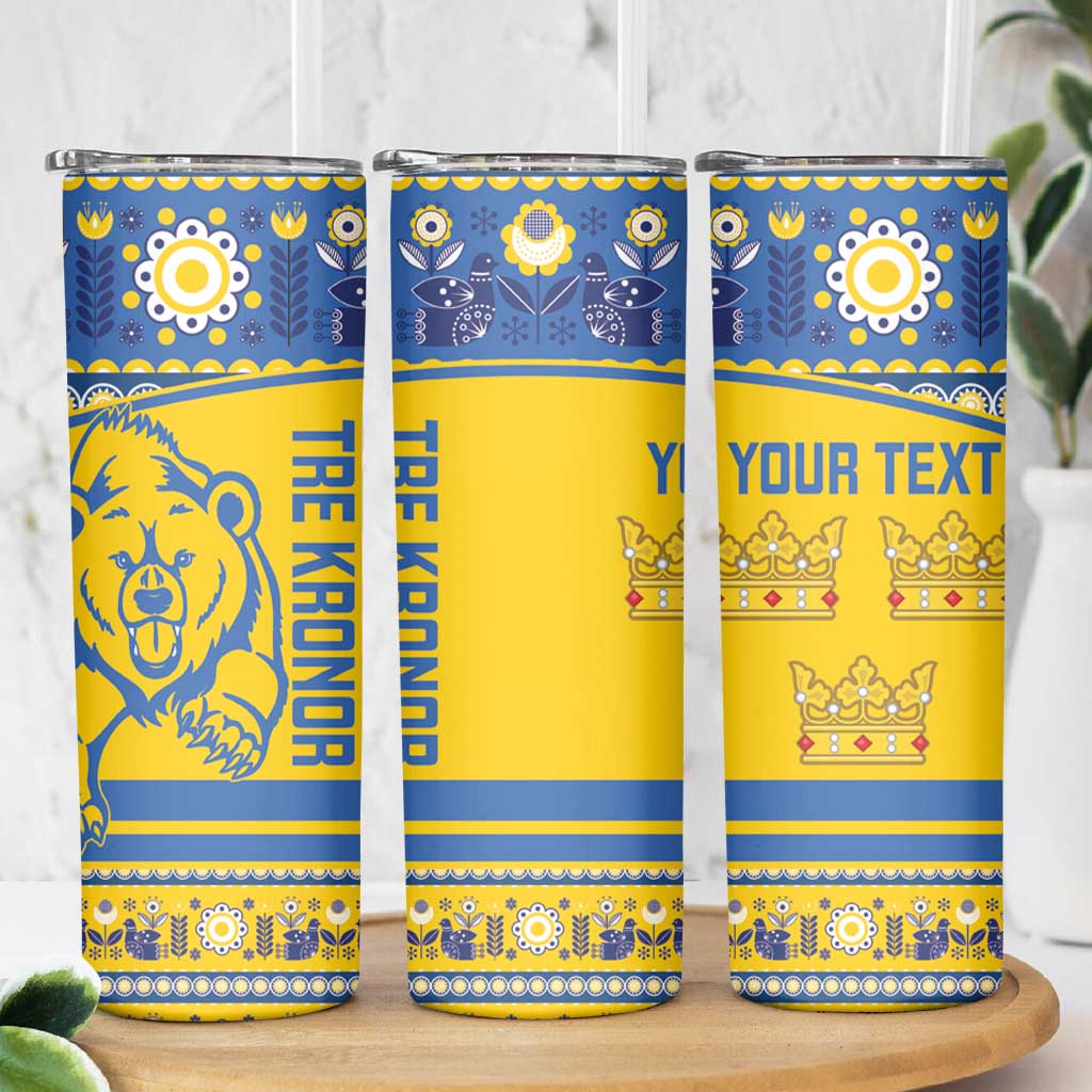 Custom Sweden Ice Hockey Skinny Tumbler 2025 Go Champions Tre Kronor