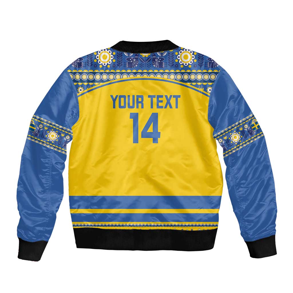Custom Sweden Ice Hockey Sleeve Zip Bomber Jacket 2025 Go Champions Tre Kronor